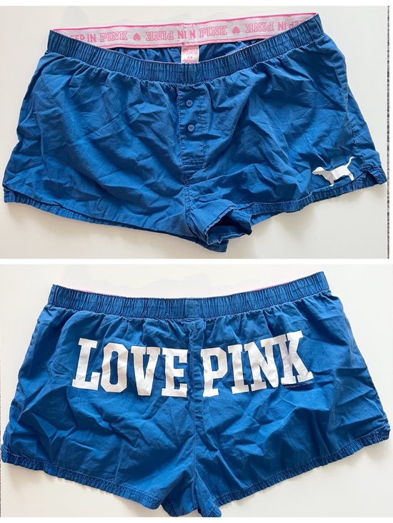 PINK Victoria's Secret Other - VTG RARE Victoria’s Secret Pink Blue Love Pink Dog Logo Blue Sleep Boxer Shorts